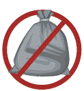 Not sign and plastic trash bag